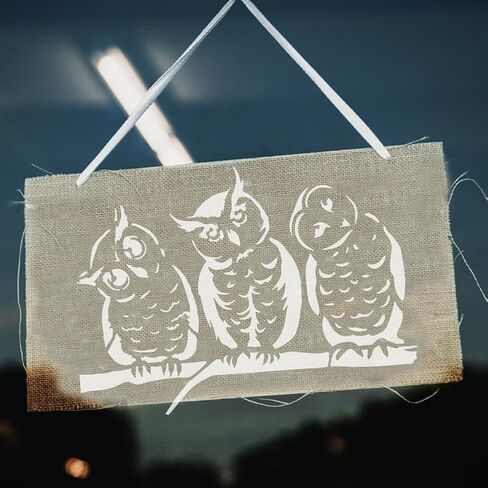 FINGERINSPIRE Owl Patterns Painting Stencil 8.3x11.7inch 3 Owls with Heads Titlted Template with Brush Owls Standing on A Tree Branch Stencil Owl Birds Stencil Animal Theme Template for DIY Crafts in Saudi Arabia