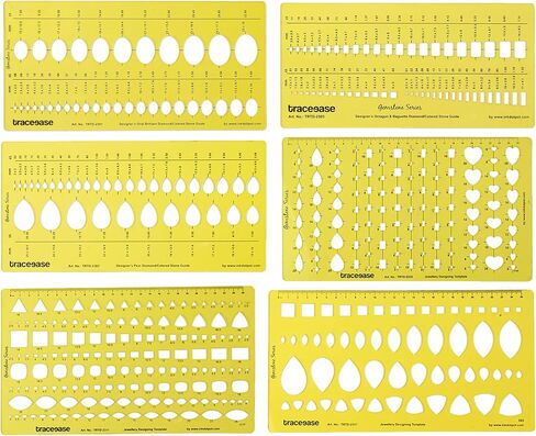 Traceease Jewelry Designing Template Drafting Tools Gemstone Multi,Size Jewellery Stencil- Pack of 6 Pieces in Saudi Arabia