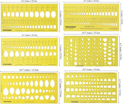 Traceease Jewelry Designing Template Drafting Tools Gemstone Multi,Size Jewellery Stencil- Pack of 6 Pieces in Saudi Arabia
