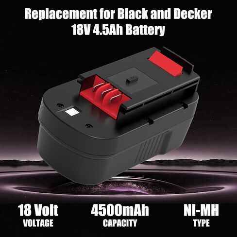 تمت ترقيته إلى 3.6Ah Ni-Mh HPB18 لاستبدال بطارية Balck and Decker 18 فولت المتوافقة مع أدوات الطاقة اللاسلكية Black and Decker 18V HPB18 244760-00 A1718 FS18FL FSB18 Firestorm 18 فولت (أحمر) in Kuwait