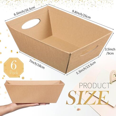 Mimorou 6 Pack Gift Baskets Kit 6 سلال فارغة ، 6 أكياس هدايا واضحة ، 10 أقواس سحب مثالية لحفل عيد ميلاد الزفاف (الذهب) in Saudi Arabia