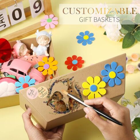 Mimorou 6 Pack Gift Baskets Kit 6 سلال فارغة ، 6 أكياس هدايا واضحة ، 10 أقواس سحب مثالية لحفل عيد ميلاد الزفاف (الذهب) in Saudi Arabia