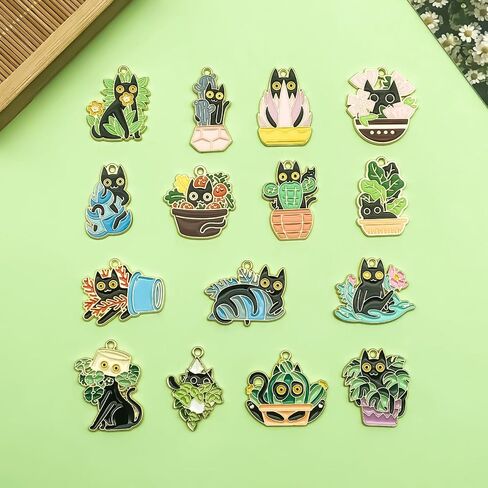 Sailanzi 30pcs Alloy enamel cat series Pendant Jewelry Making DIY Keychain Earrings Pendant Various Design Charms for Jewelry Making Bracelets Necklace (SN723) in Saudi Arabia