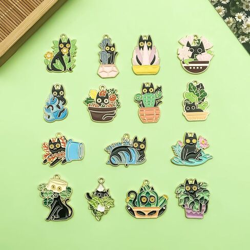 Sailanzi 30pcs Alloy enamel cat series Pendant Jewelry Making DIY Keychain Earrings Pendant Various Design Charms for Jewelry Making Bracelets Necklace (SN723) in Kuwait