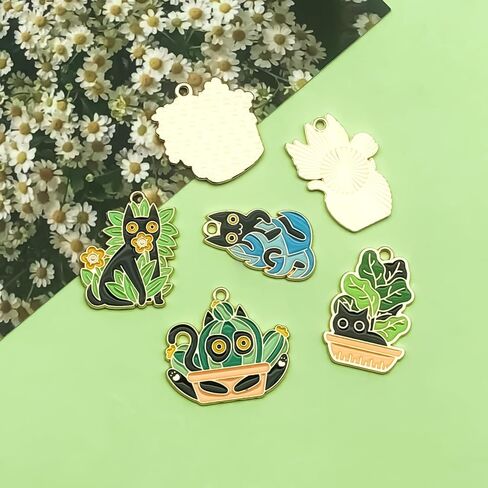 Sailanzi 30pcs Alloy enamel cat series Pendant Jewelry Making DIY Keychain Earrings Pendant Various Design Charms for Jewelry Making Bracelets Necklace (SN723) in Kuwait