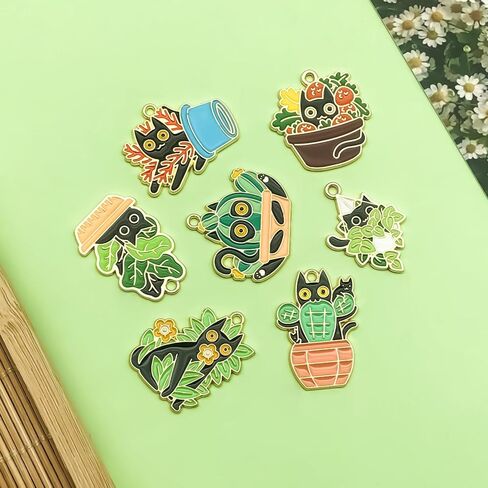 Sailanzi 30pcs Alloy enamel cat series Pendant Jewelry Making DIY Keychain Earrings Pendant Various Design Charms for Jewelry Making Bracelets Necklace (SN723) in Kuwait