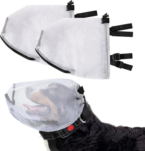 2 PCS Dog Air Mask Foxtail Protection Net with Mouth Zipper Head Protector Dog Preventing Fox Tail Hood Face Guard for Outdoor Hiking Camping (Gray, Medium (Gray, L) in Saudi Arabia