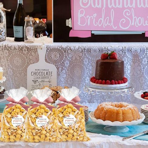 Adodotoe 100 Sets Popcorn Favor Bags Thanks for Popping by Stickers Popcorn Party Favors Wedding Baby Shower Thank You Tags Clear Goodie Bag Favor Sticker for Crafts Gift in Kuwait