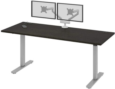 Bestar Upstand Desking Desk مع ذراع مراقبة مزدوجة ، طاولة كهربائية مريحة للمكتب المنزلي ، 72W × 30D ، اللحاء الرمادي in Kuwait