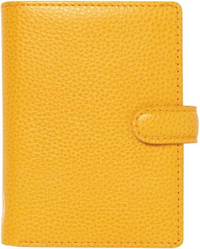 Filofax Finsbury Organizer, Mini Size, Mustard - Traditional Grained Leather, Five Rings, Week-to-View Calendar Diary, Multilingual, 2024 (C022618-24) in Saudi Arabia