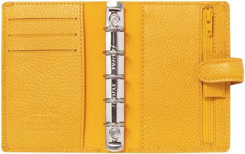 Filofax Finsbury Organizer, Mini Size, Mustard - Traditional Grained Leather, Five Rings, Week-to-View Calendar Diary, Multilingual, 2024 (C022618-24) in Saudi Arabia