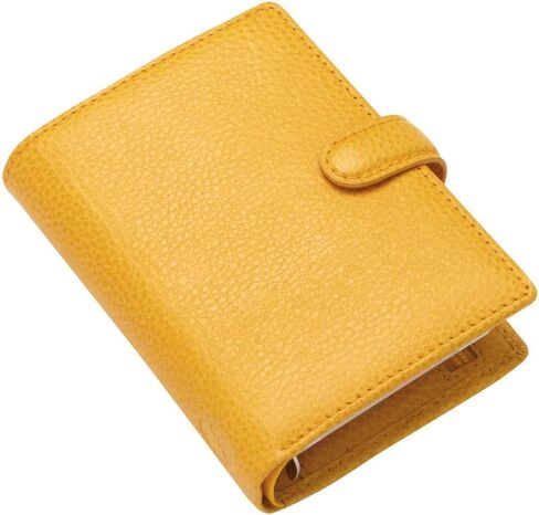 Filofax Finsbury Organizer, Mini Size, Mustard - Traditional Grained Leather, Five Rings, Week-to-View Calendar Diary, Multilingual, 2024 (C022618-24) in Saudi Arabia