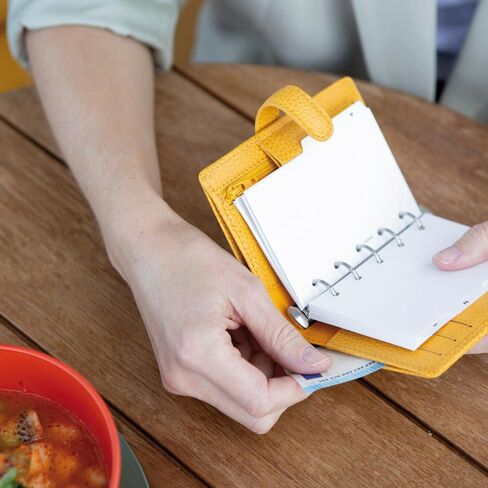 Filofax Finsbury Organizer, Mini Size, Mustard - Traditional Grained Leather, Five Rings, Week-to-View Calendar Diary, Multilingual, 2024 (C022618-24) in Saudi Arabia