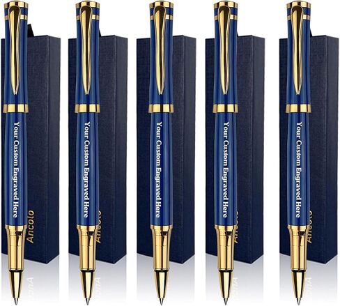Ancolo Blue Ballpoint Pens - Modern, Classy, and Functional - Engraved with Your Message - Perfect for Groomsman, Wedding Party, Graduation, Christmas, Mother's Day in Saudi Arabia