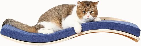 Cat Wall Shelves for Large Cats - Wall Mounted Furniture with Comfortable Cushion, Perfect Perch and Bed for Multi-Cat Households - 35 inch Wavy Shelf for Climbing, Playing, Resting, and Lounging in Saudi Arabia