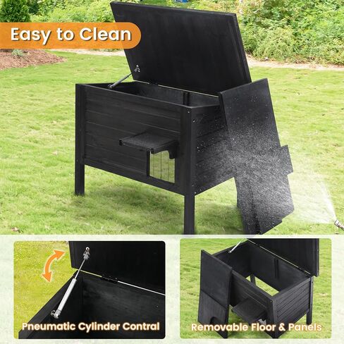 Kromax 100 Percent Insulated Outdoor Cat House, Waterproof, Extra Large, Solid Wood, Easy to Clean, with Retractable Sloped Roof, Dark Grey in Saudi Arabia