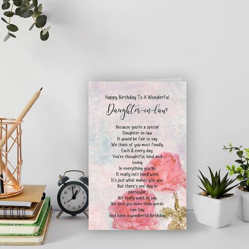 Daughter In Law Birthday Card,Daughter In Law Birthday Gifts,8x5.3 Inches,with Premium Envelope,Eco-Friendly,Quick-Dry in Saudi Arabia