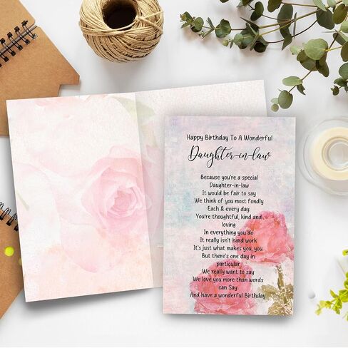 Daughter In Law Birthday Card,Daughter In Law Birthday Gifts,8x5.3 Inches,with Premium Envelope,Eco-Friendly,Quick-Dry in Saudi Arabia