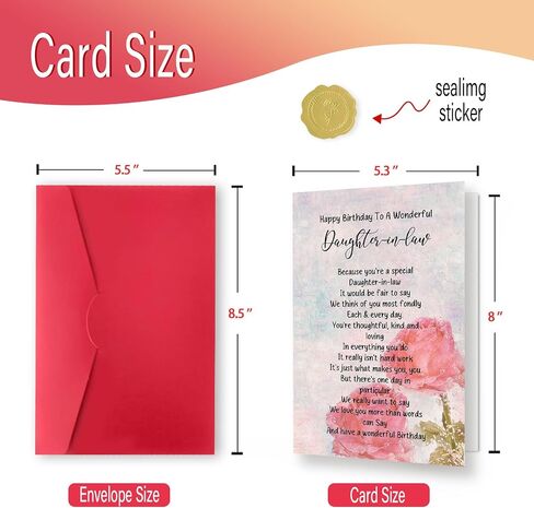 Daughter In Law Birthday Card,Daughter In Law Birthday Gifts,8x5.3 Inches,with Premium Envelope,Eco-Friendly,Quick-Dry in Saudi Arabia