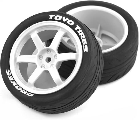 1/10 RC On Road Tires OD 68mm and Hard Plastic Street Wheels 12mm Hex Touring Tyres for 1:10 Rally Racing Drift Car Tamiya TT01 TT02 XV01 HPI KYOSHO HSP PTG2 Traxxas TA06 A959 4PCS (White) in Saudi Arabia