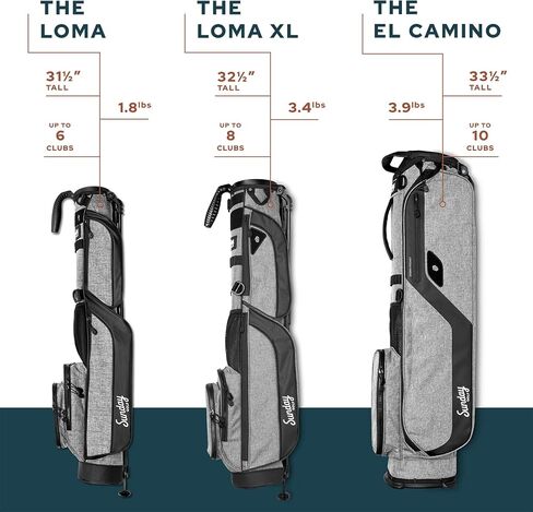 Sunday Golf Loma XL Bag - Lightweight Golf Bag w/Strap and Stand – Easy to Carry Pitch n Putt Golf Bag – Golf Stand Bag for The Driving Range, Par 3 and Executive Courses, 3.4 pounds (Toasted Almond) in Kuwait
