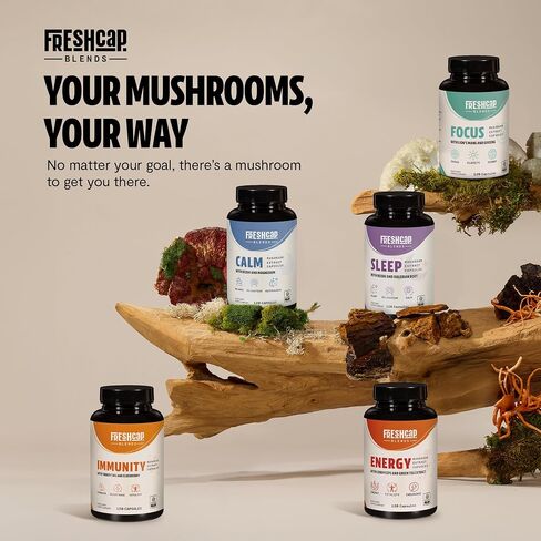 FreshCap Mushrooms Gummies for Adults - Ultimate Complex w/Lions Mane, Reishi, Cordyceps, Chaga, Turkey Tail, Maitake - Immune Support, Focus & Energy - Daily Mushroom Supplement, Vegan - 60 Count in Saudi Arabia