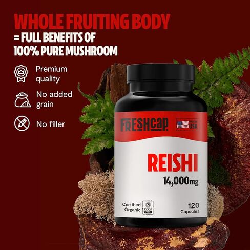 FreshCap Mushrooms Gummies for Adults - Ultimate Complex w/Lions Mane, Reishi, Cordyceps, Chaga, Turkey Tail, Maitake - Immune Support, Focus & Energy - Daily Mushroom Supplement, Vegan - 60 Count in Saudi Arabia