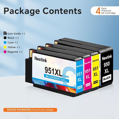 950XL 951XL Combo Compatible for 950 XL 951 XL Ink Cartridge Replacement for OfficeJet Pro 8610 8620 8100 8630 8660 8640 8615 76DW 251DW (1 Black, 1 Cyan, 1 Magenta, 1 Yellow) in Saudi Arabia