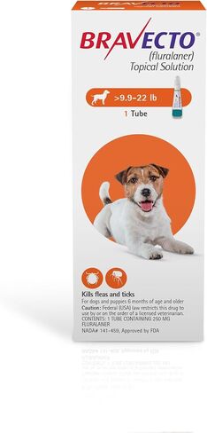 BRAVECTO Topical Solution for Dogs, Flea & Tick, 12 Week Supply, 9.9-22 lbs., Orange Box in Saudi Arabia
