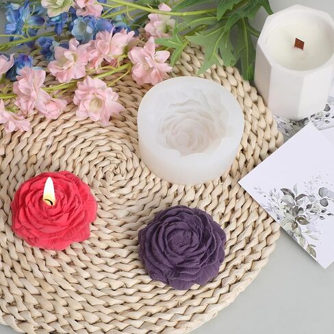 3D Peony Flower Silicone Soaps Mold 3D Flower Resin Candle Molds Fondant Silicone Mold for DIY Handmade Cake Decoration, Candle Gifts, Resin Crafts, Candy Fondant Chocolate in Saudi Arabia