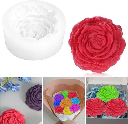 3D Peony Flower Silicone Soaps Mold 3D Flower Resin Candle Molds Fondant Silicone Mold for DIY Handmade Cake Decoration, Candle Gifts, Resin Crafts, Candy Fondant Chocolate in Saudi Arabia