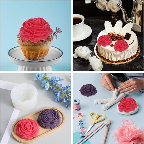 3D Peony Flower Silicone Soaps Mold 3D Flower Resin Candle Molds Fondant Silicone Mold for DIY Handmade Cake Decoration, Candle Gifts, Resin Crafts, Candy Fondant Chocolate in Saudi Arabia