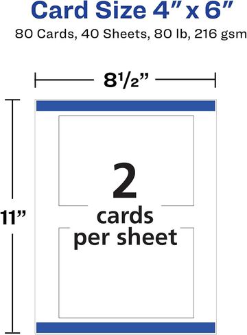 Avery Printable Postcards with Sure Feed Technology, 4" x 6", White, 80 Blank Postcards for Laser Printers (5889) in Saudi Arabia