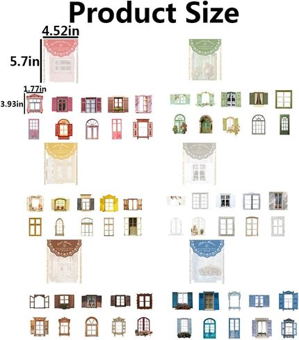 60pcs rotro window hollow out flower flower stickers stehetic vintage scrapbook ملصقات لـ DIY Diary Junk Journal Handbook Decoration Decoration Laboun in Kuwait