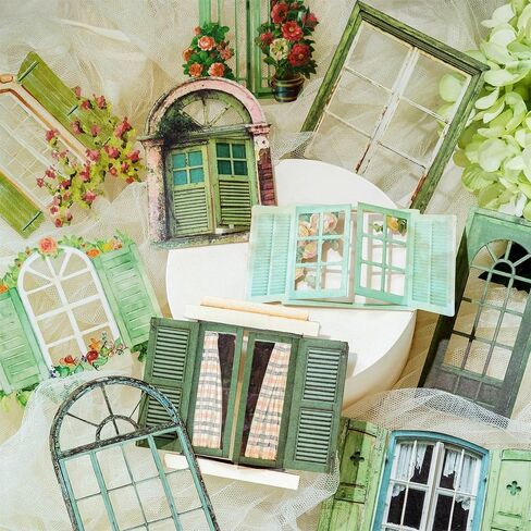 60pcs rotro window hollow out flower flower stickers stehetic vintage scrapbook ملصقات لـ DIY Diary Junk Journal Handbook Decoration Decoration Laboun in Kuwait