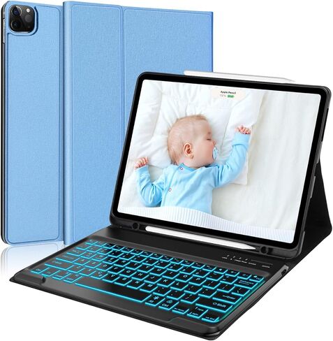 Keyboard Case for iPad Air 13 inch 2024 and iPad Pro 12.9 Case with Keyboard 6th/5th/4th/3rd Gen, Magnetic Detachable Slim Wireless Keyboard, 7 Colors Backlit, Smart Folio Cover with Pencil Holder in Saudi Arabia