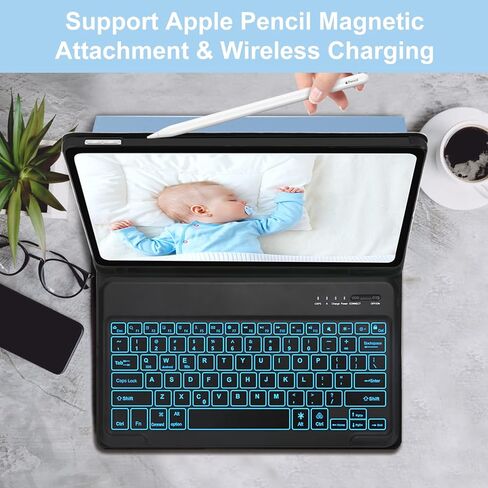 Keyboard Case for iPad Air 13 inch 2024 and iPad Pro 12.9 Case with Keyboard 6th/5th/4th/3rd Gen, Magnetic Detachable Slim Wireless Keyboard, 7 Colors Backlit, Smart Folio Cover with Pencil Holder in Saudi Arabia