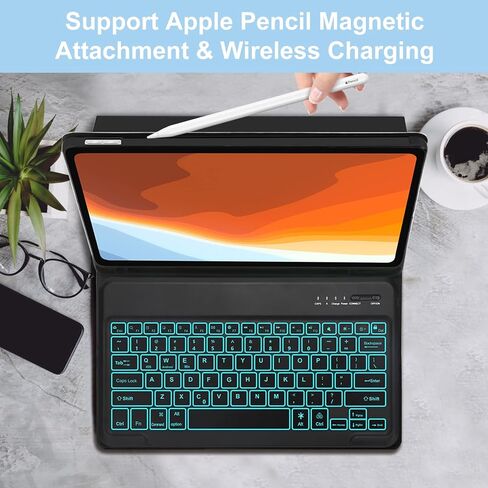 Keyboard Case for iPad Air 13 inch 2024 and iPad Pro 12.9 Case with Keyboard 6th/5th/4th/3rd Gen, Magnetic Detachable Slim Wireless Keyboard, 7 Colors Backlit, Smart Folio Cover with Pencil Holder in Saudi Arabia
