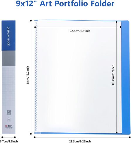M&G 60 Pocket Binder with Plastic Sleeves（Blue, Presentation Book, 9 x 12 Portfolio Folder with Clear Sheet Protectors, Display 120 Pages, Presentation Book for Artwork, Document Organizer Binder in Saudi Arabia