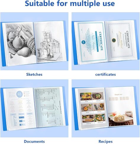 M&G 60 Pocket Binder with Plastic Sleeves（Blue, Presentation Book, 9 x 12 Portfolio Folder with Clear Sheet Protectors, Display 120 Pages, Presentation Book for Artwork, Document Organizer Binder in Saudi Arabia