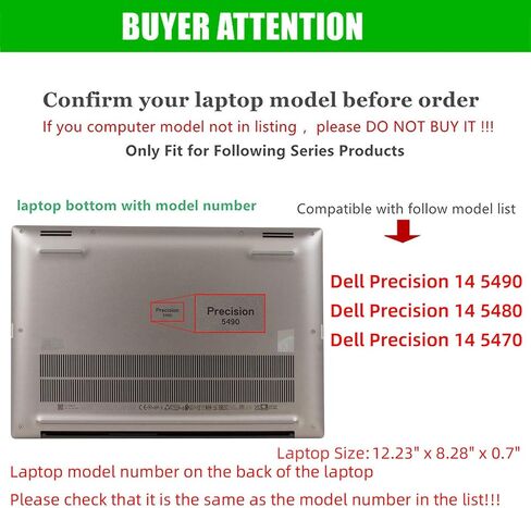 حالة تغطية الكمبيوتر المحمول لـ Dell Precision 5490/5480 /5470 14inch [لا تعمل مع نماذج Dell الأخرى] .2-in-1 PU Leather Detachable Detachable Sleeve (Black) in Saudi Arabia