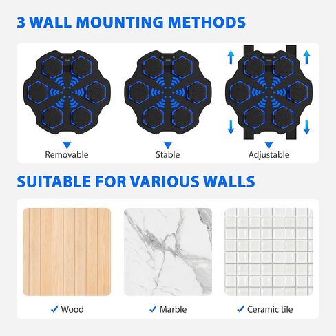 آلة الملاكمة الموسيقية الذكية، آلة الملاكمة للتمرين على الحائط للبالغين، وسادة ملاكمة إلكترونية مع قفازات، معدات تدريب ملاكمة مطورة 3.0 للصالة الرياضية المنزلية in Kuwait