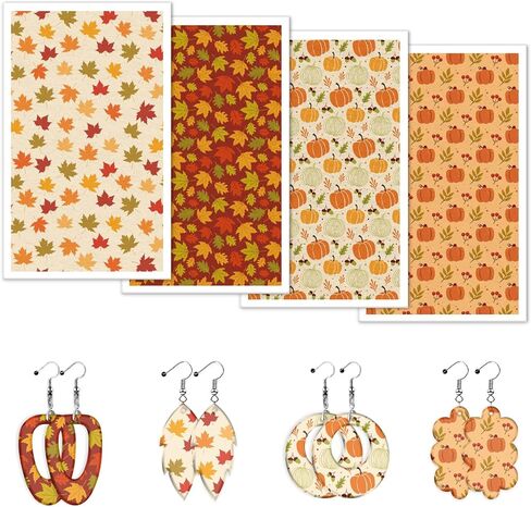 Whaline 20pcs Fall Clay Transfer Paper Maple أوراق القرع نقل ورق نقل الطين الريفي لخريف DIY الفنون الحرف بوليمر الطين عن أقراط صنع الإمدادات ، 2.7 × 4.7 بوصة in Saudi Arabia