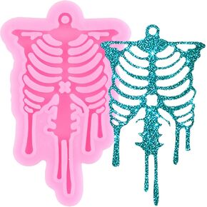 Skull Human Skeleton Bone Keychain Resin Mold Halloween Silicone Molds Epoxy Resin Mold for DIY Keychain Pendant Jewellery Making Necklace Decoration Craft