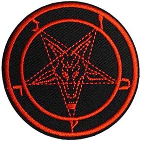 Cute-Patch Baphomet Red Satanic 666 Pentagram Devil Venom Embroidered Iron on sew on Patch