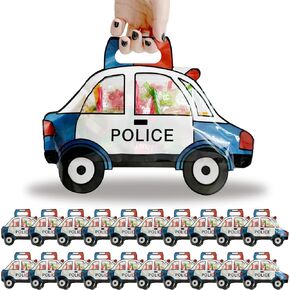 AOKELEON 20 Pcs Cute Police Car Goodie Bags Plastic Gift Candy Bags with Handle Resealable Ziplock Treat Bags with Stand-up Bottom Back To School Party Favor Birthday Bags