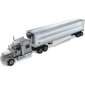 Diecast Masters 1:50 Scale International Lone Star SFFA Tandem with 72' Sleeper and 53' Chromed Refer Trailer | Transport Series | Gray Model 71043