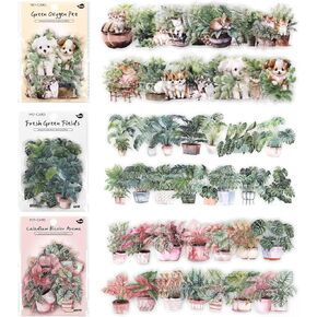 90 PCS Spring Summer Potted Plant Sticker Set, Transparent Plant Stickers, Bullet Journal Stickers for Scrapbooking, Craft Projects