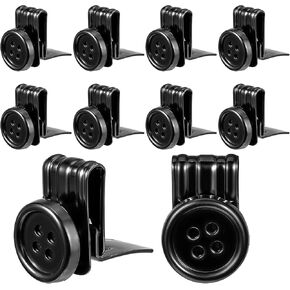 10pcs Suspenders Buttons No-Sew Button End Brace Clips Movable Button Replacement Suspender Clips Button Clips Metal Clip Button Repair Kit for Jeans Suspenders Hats Pants Replacement (Black)