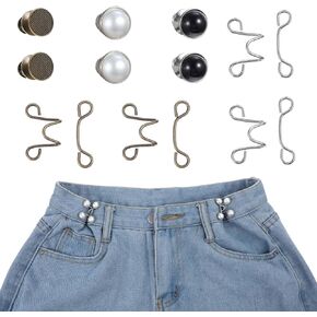 36Pcs Pant Waist Tightener, Adjustable Jean Buttons for Loose Jeans, No Sewing Waist Tightener for Pants Women, Pants Clips Waists Pins for Jeans Skirts(6 Sets)